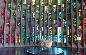 Stained glass inside Coventry Cathedral by Steve Cadman.