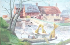 Barbara Jones 
Stook Duck Houses, Calbourne Water Mill, Isle of Wight
Watercolour, c.1967